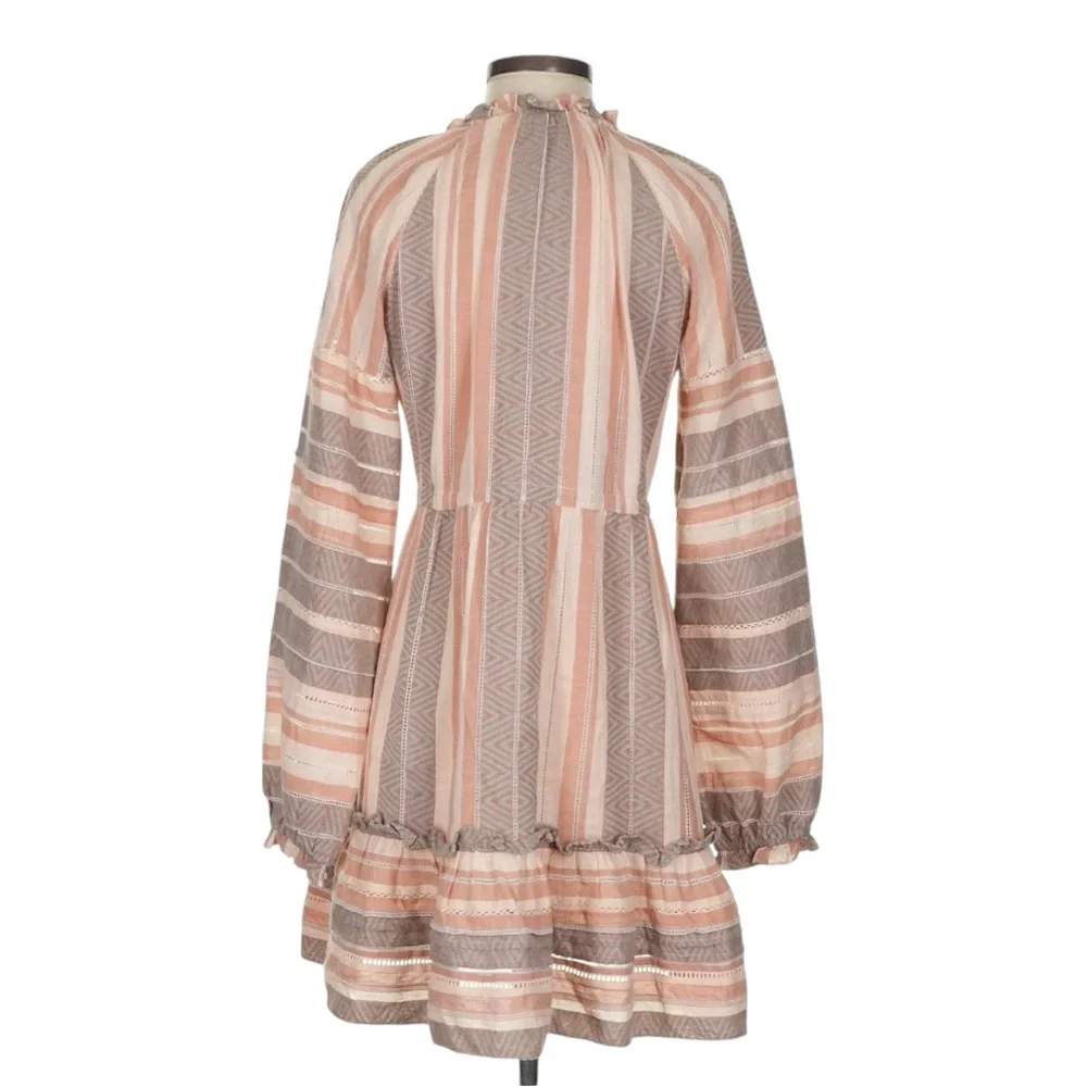 🌿 Veronica Beard Striped Cotton Mini‎ Dress | Tassel Tie | Boho Chic | Small